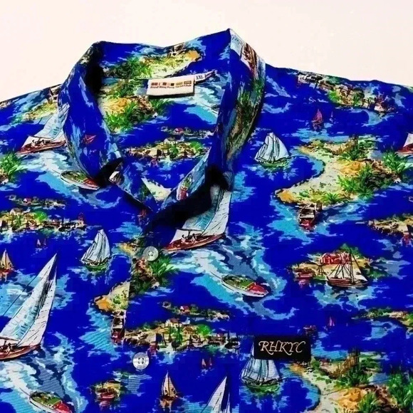 Vintage Royal Hong Hong Yacht  Club 💯 cotton short sleeve button down. Men's2XL - Picture 6 of 7